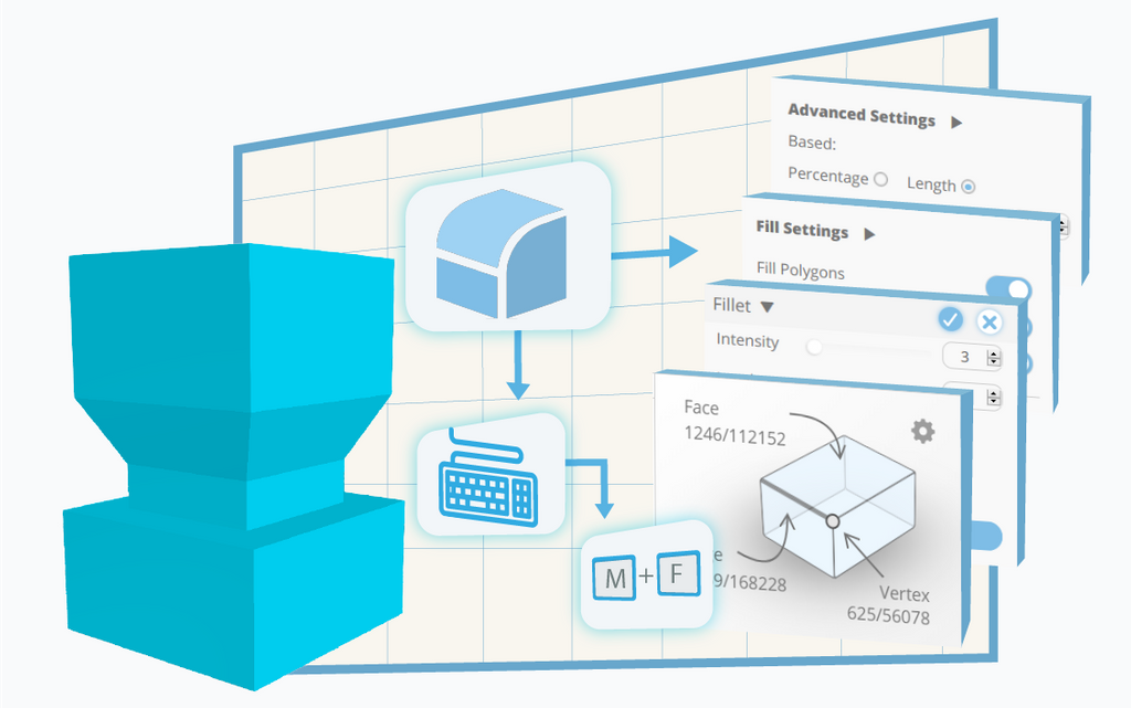 Infographic showing all features available for the Fillet tool